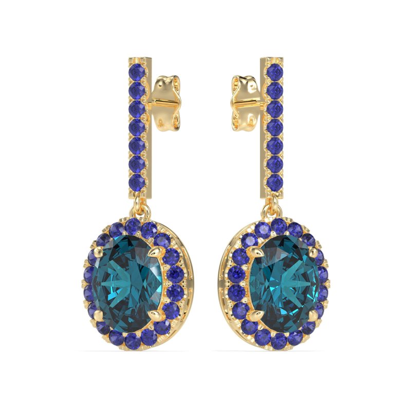Oval Halo Drop Earrings