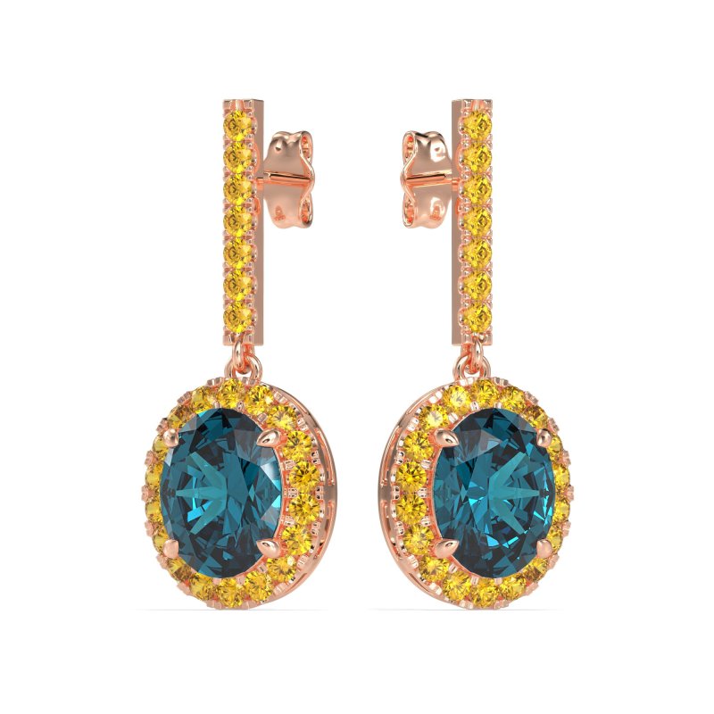 Oval Halo Drop Earrings
