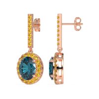 Oval Halo Drop Earrings