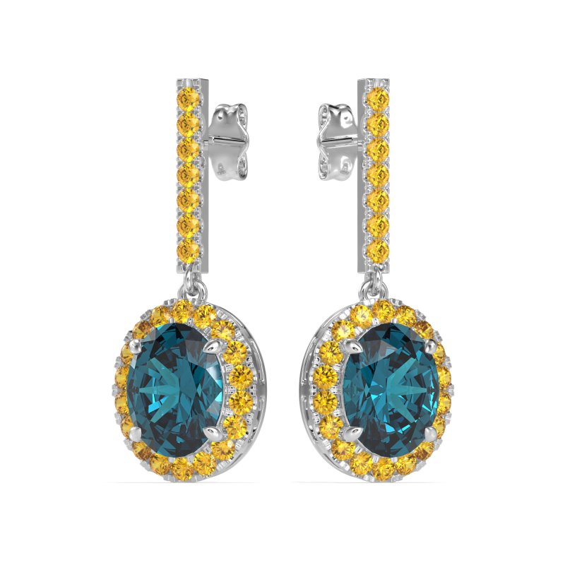 Oval Halo Drop Earrings