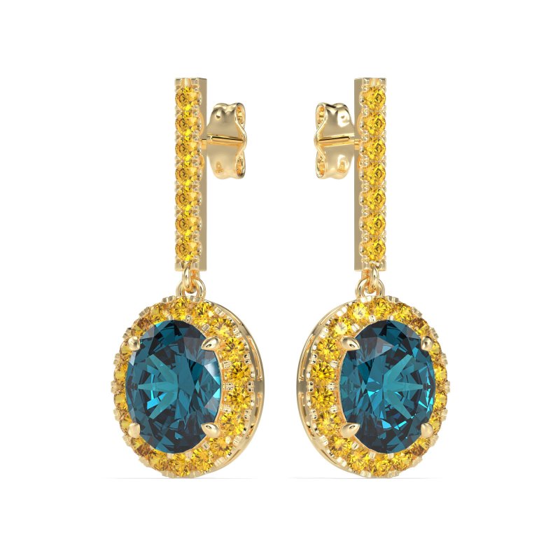 Oval Halo Drop Earrings
