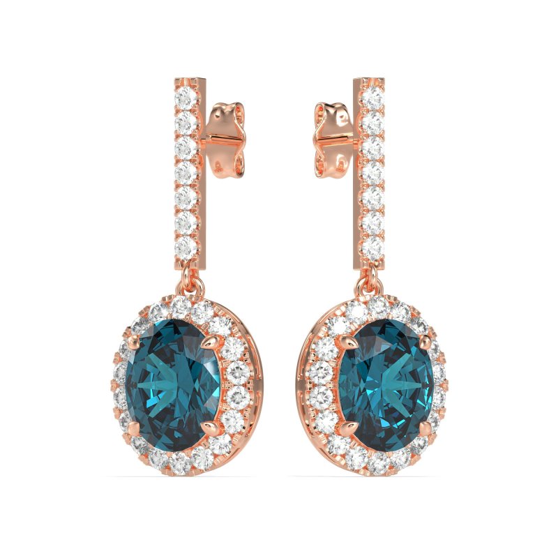 Oval Halo Drop Earrings