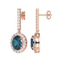 Oval Halo Drop Earrings