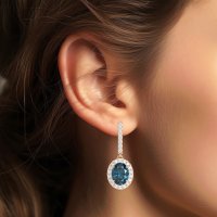 Oval Halo Drop Earrings