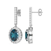Oval Halo Drop Earrings