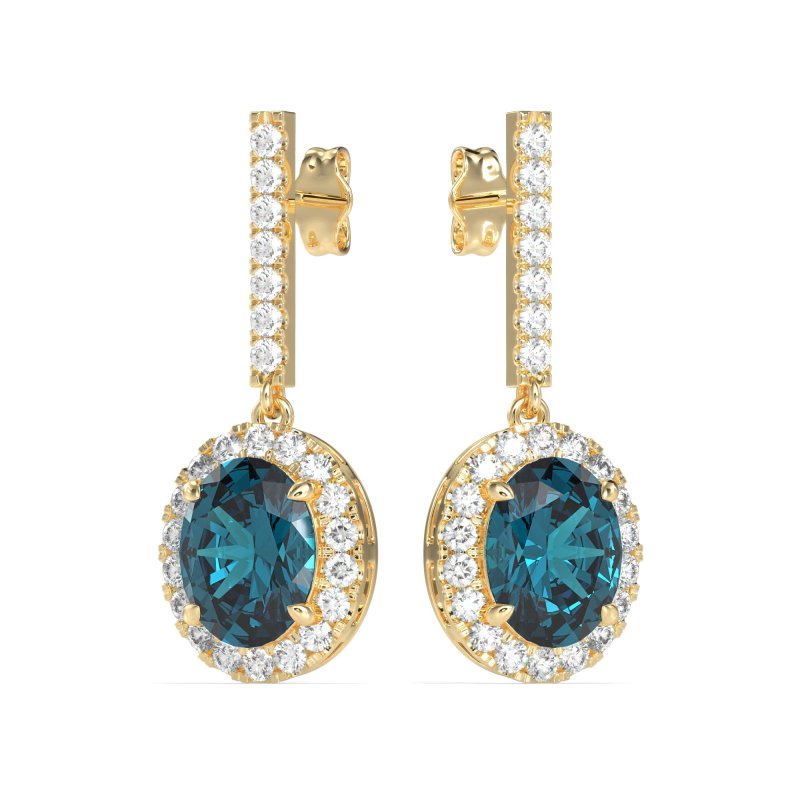 Oval Halo Drop Earrings