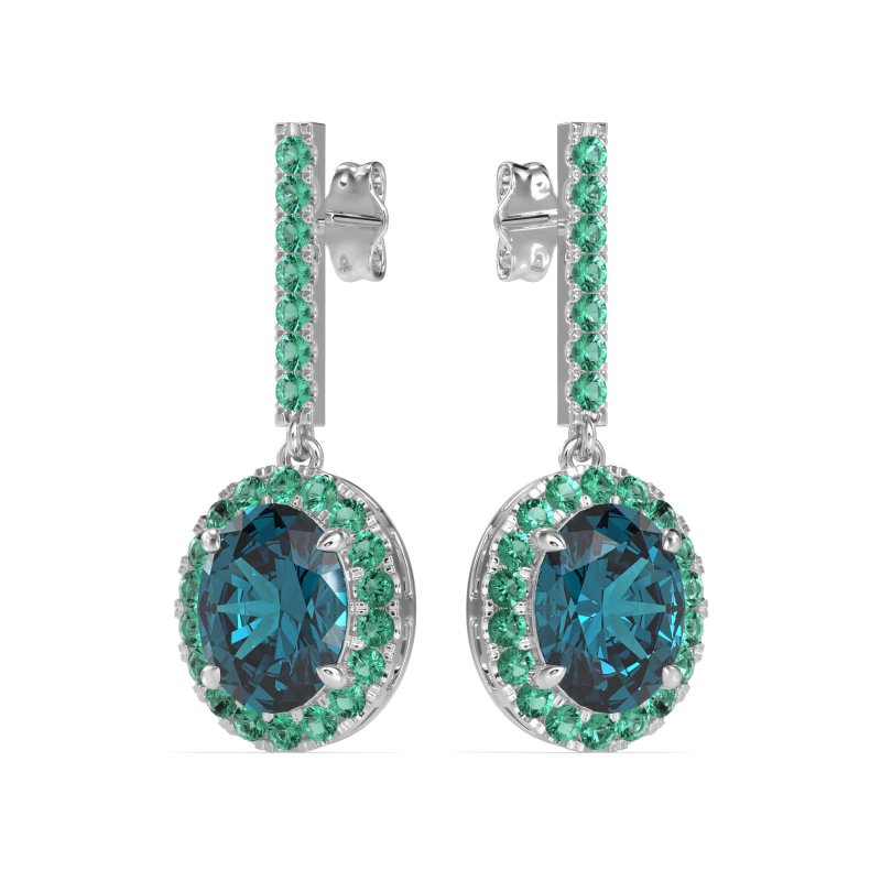 Oval Halo Drop Earrings