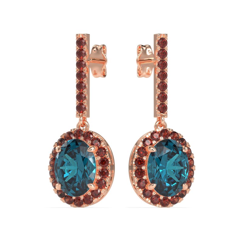 Oval Halo Drop Earrings