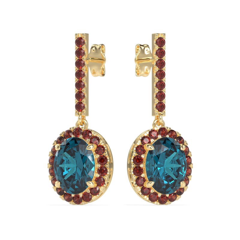 Oval Halo Drop Earrings