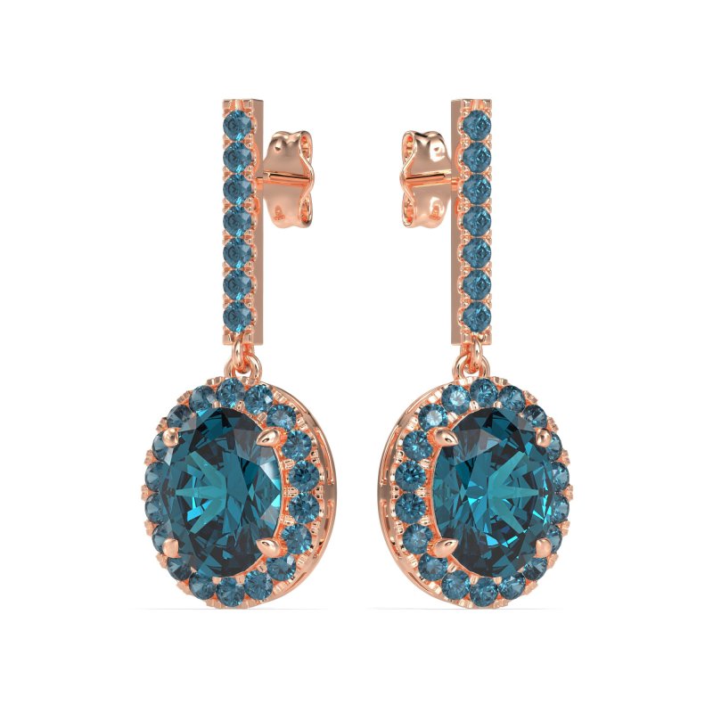 Oval Halo Drop Earrings