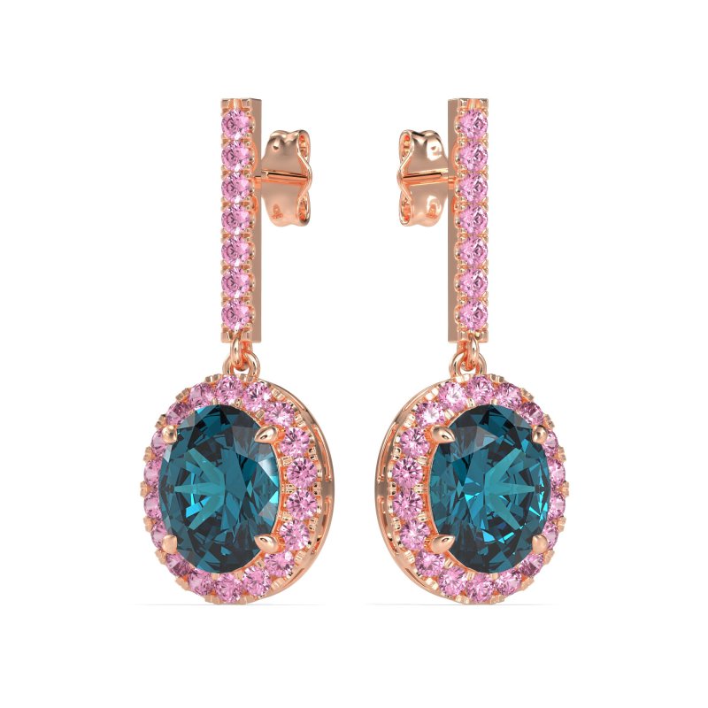 Oval Halo Drop Earrings