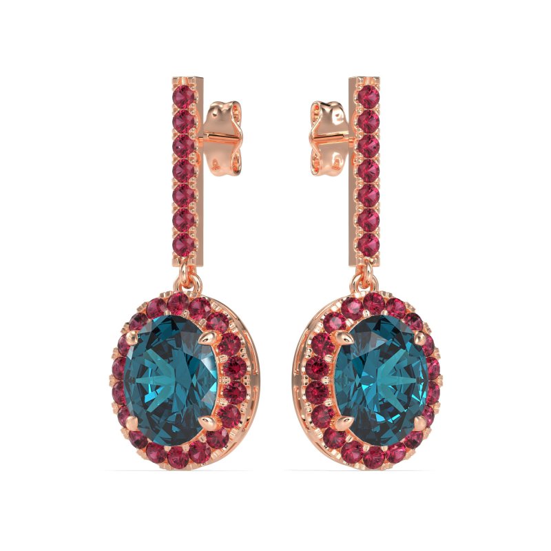 Oval Halo Drop Earrings