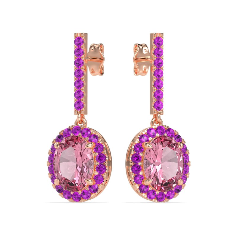 Oval Halo Drop Earrings