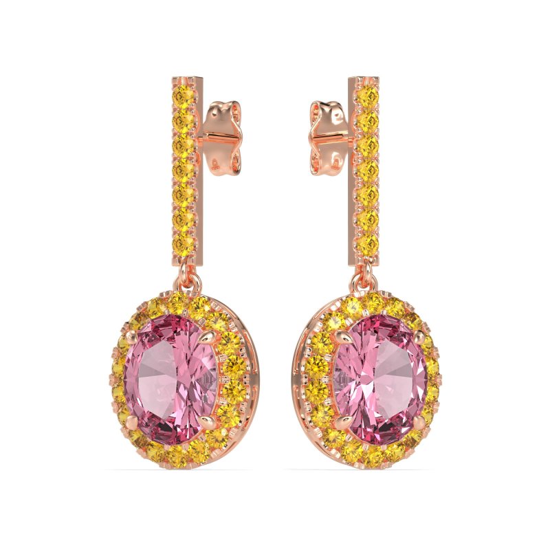 Oval Halo Drop Earrings