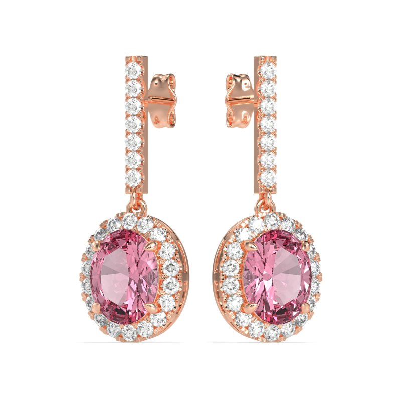 Oval Halo Drop Earrings