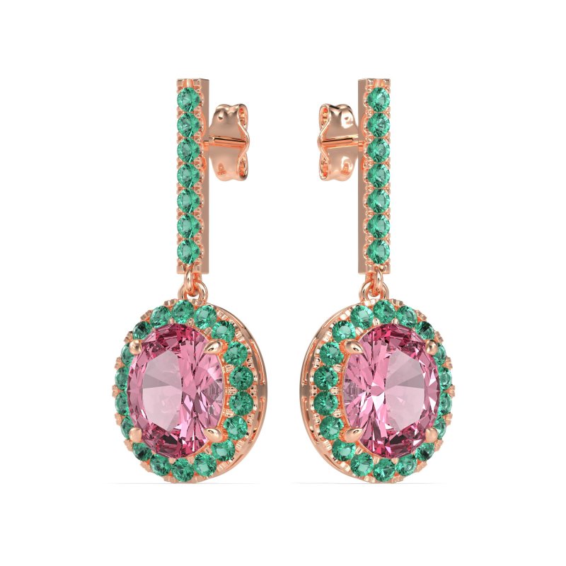 Oval Halo Drop Earrings