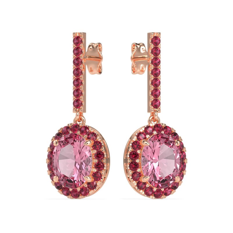 Oval Halo Drop Earrings
