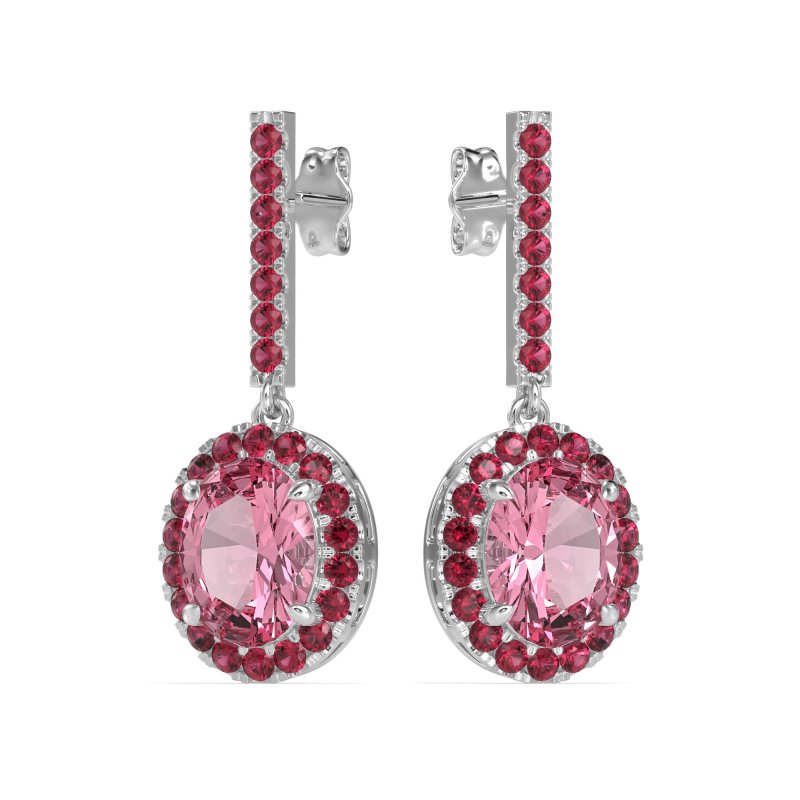 Oval Halo Drop Earrings