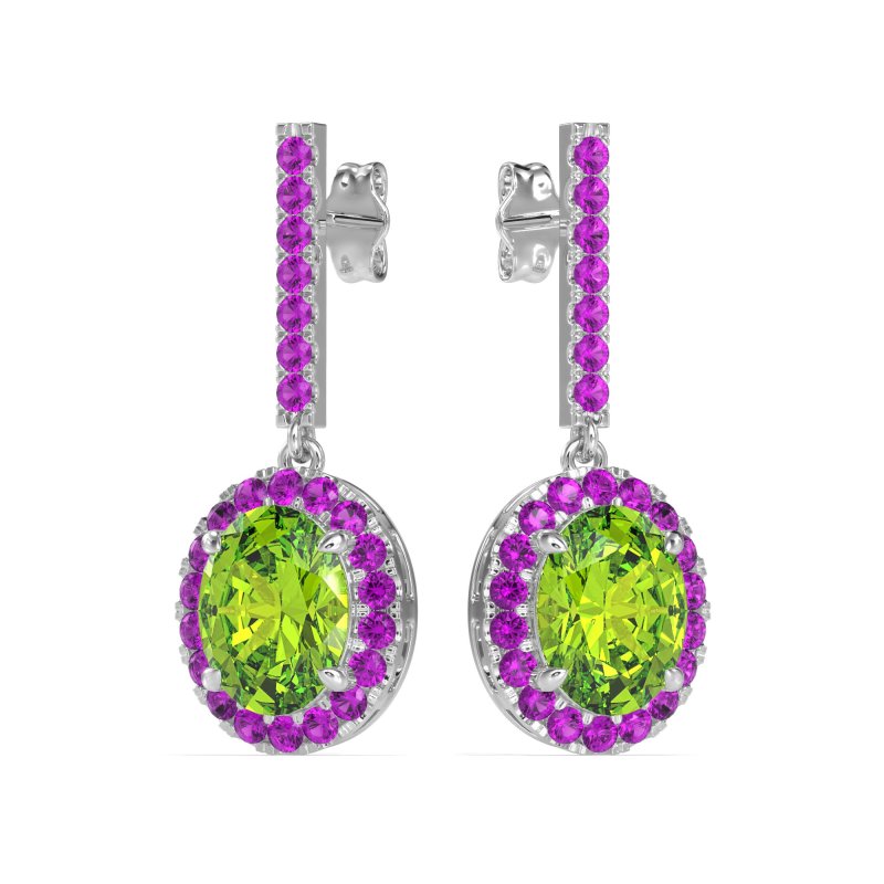 Oval Halo Drop Earrings