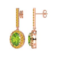 Oval Halo Drop Earrings