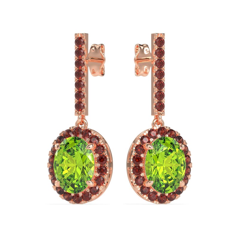 Oval Halo Drop Earrings