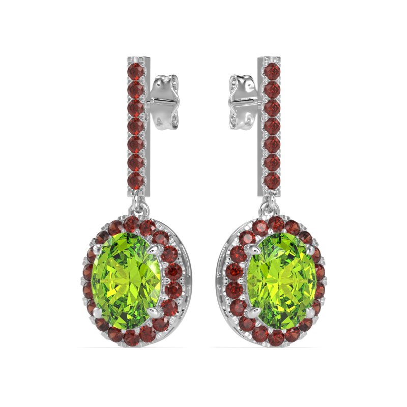Oval Halo Drop Earrings