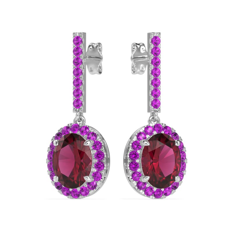 Oval Halo Drop Earrings