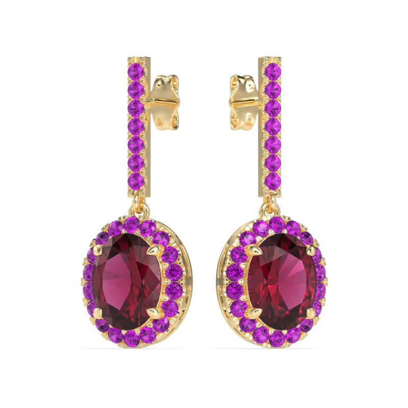Oval Halo Drop Earrings