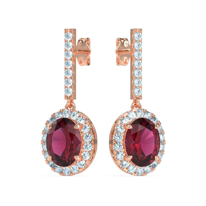 Oval Halo Drop Earrings