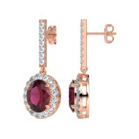 Oval Halo Drop Earrings