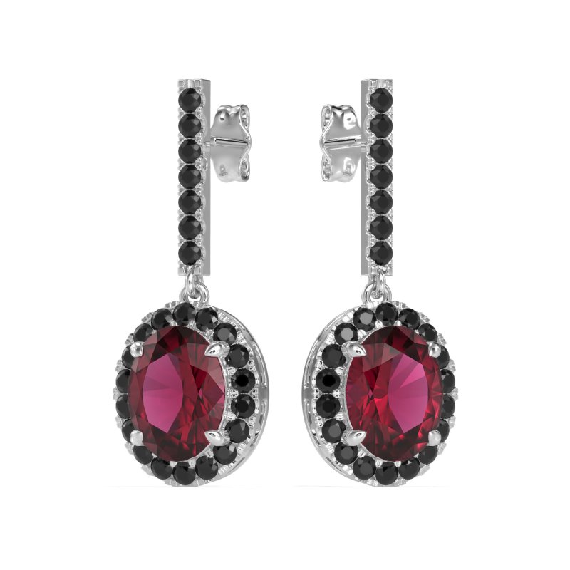 Oval Halo Drop Earrings