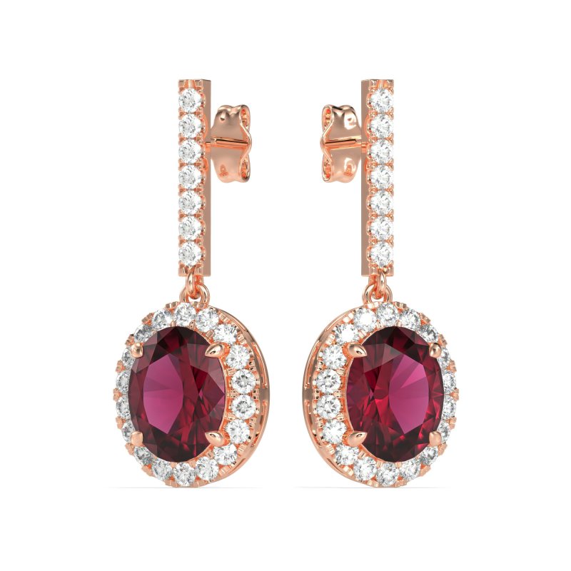 Oval Halo Drop Earrings