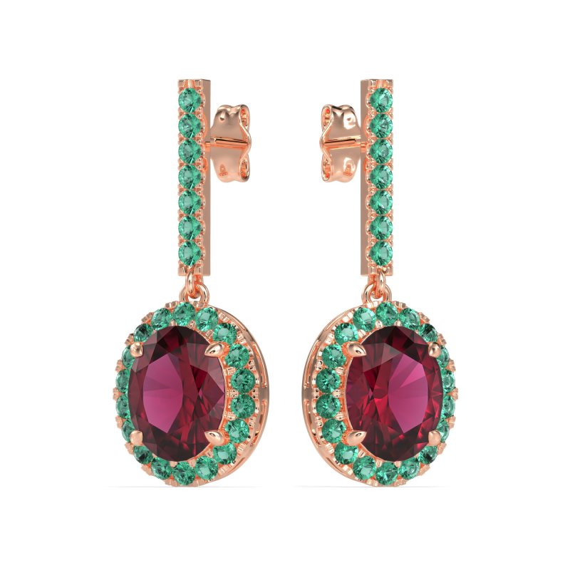 Oval Halo Drop Earrings