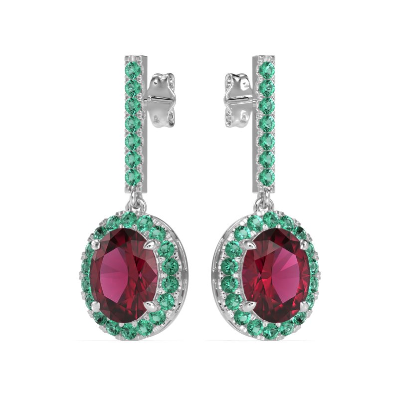 Oval Halo Drop Earrings