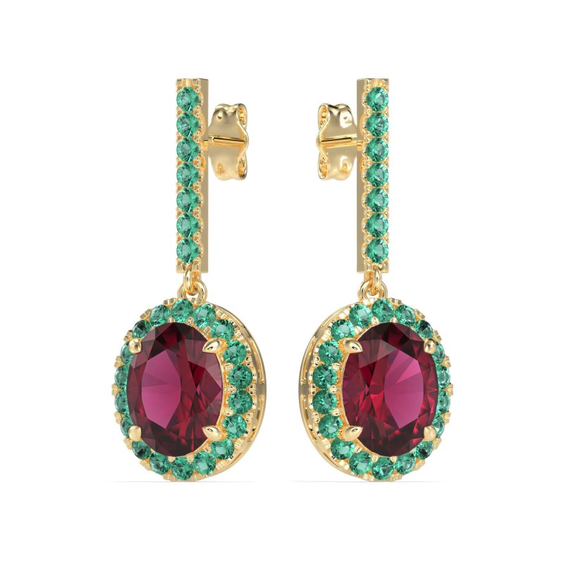 Oval Halo Drop Earrings