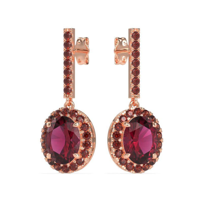 Oval Halo Drop Earrings