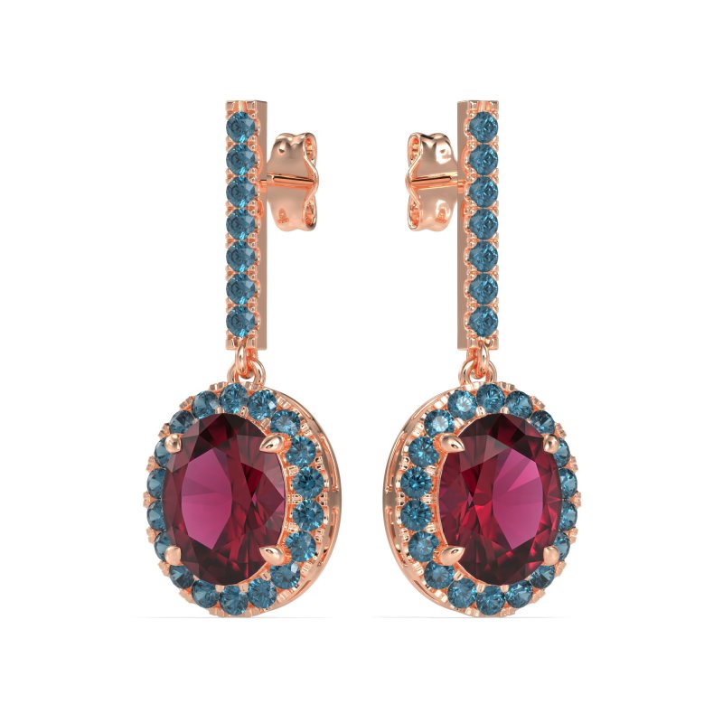 Oval Halo Drop Earrings
