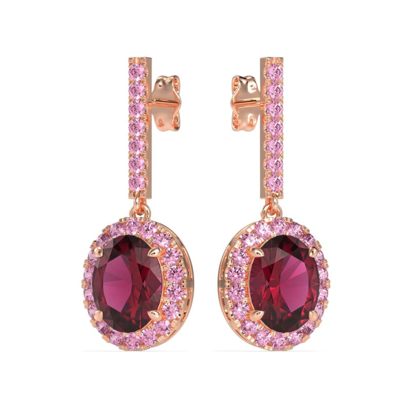 Oval Halo Drop Earrings
