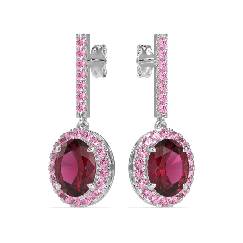 Oval Halo Drop Earrings