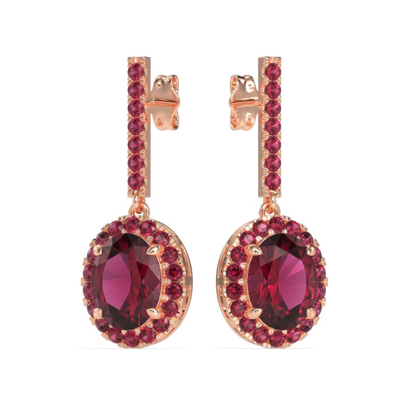 Oval Halo Drop Earrings