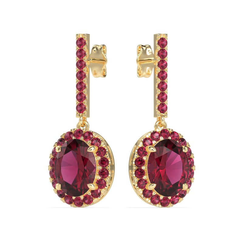 Oval Halo Drop Earrings