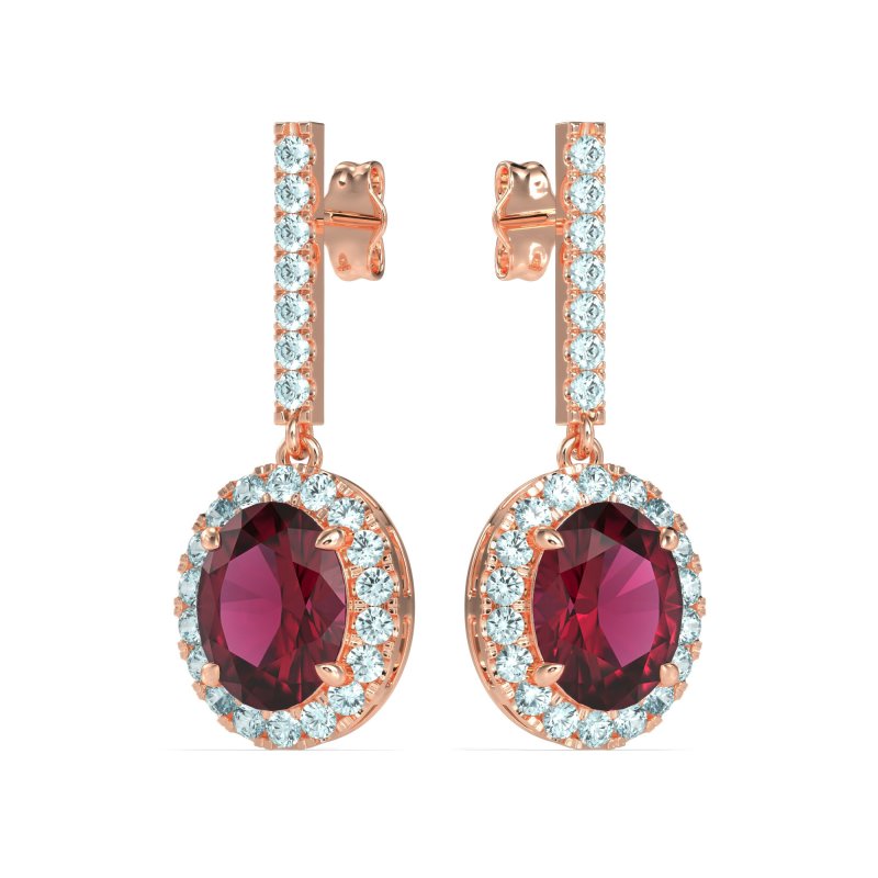 Oval Halo Drop Earrings