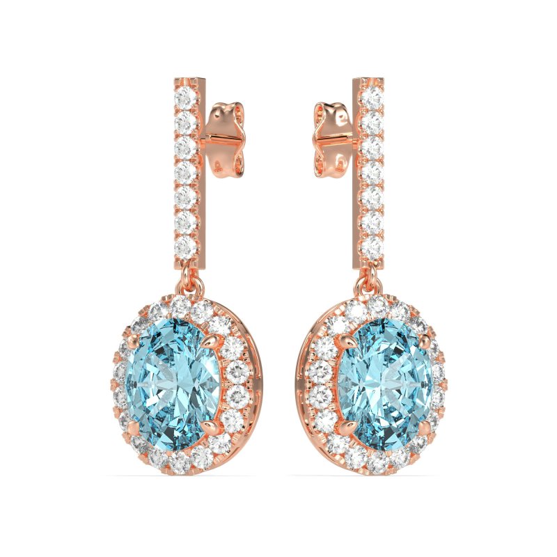 Oval Halo Drop Earrings