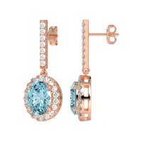 Oval Halo Drop Earrings