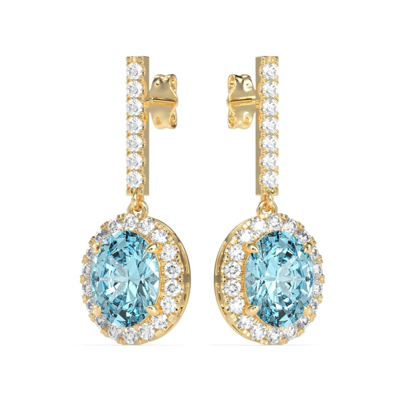 Oval Halo Drop Earrings