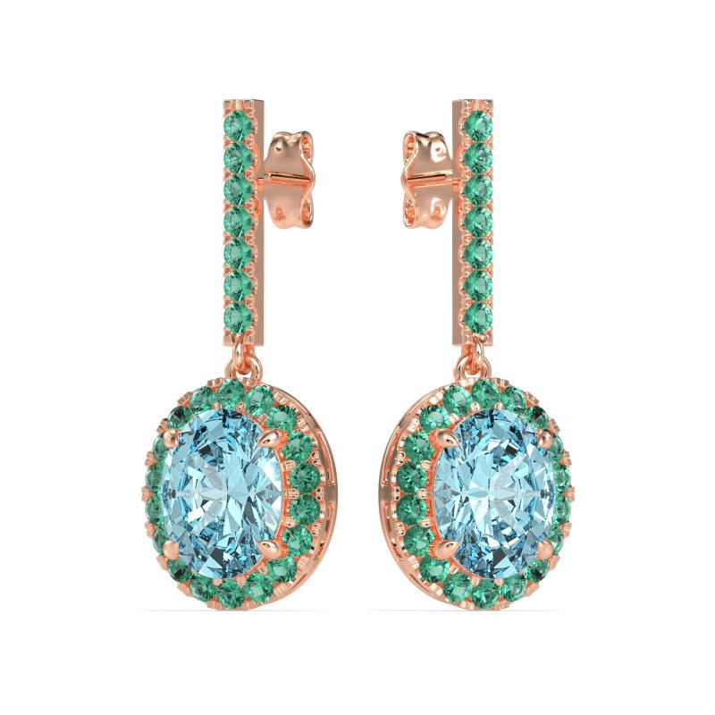 Oval Halo Drop Earrings