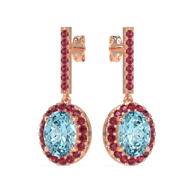 Oval Halo Drop Earrings