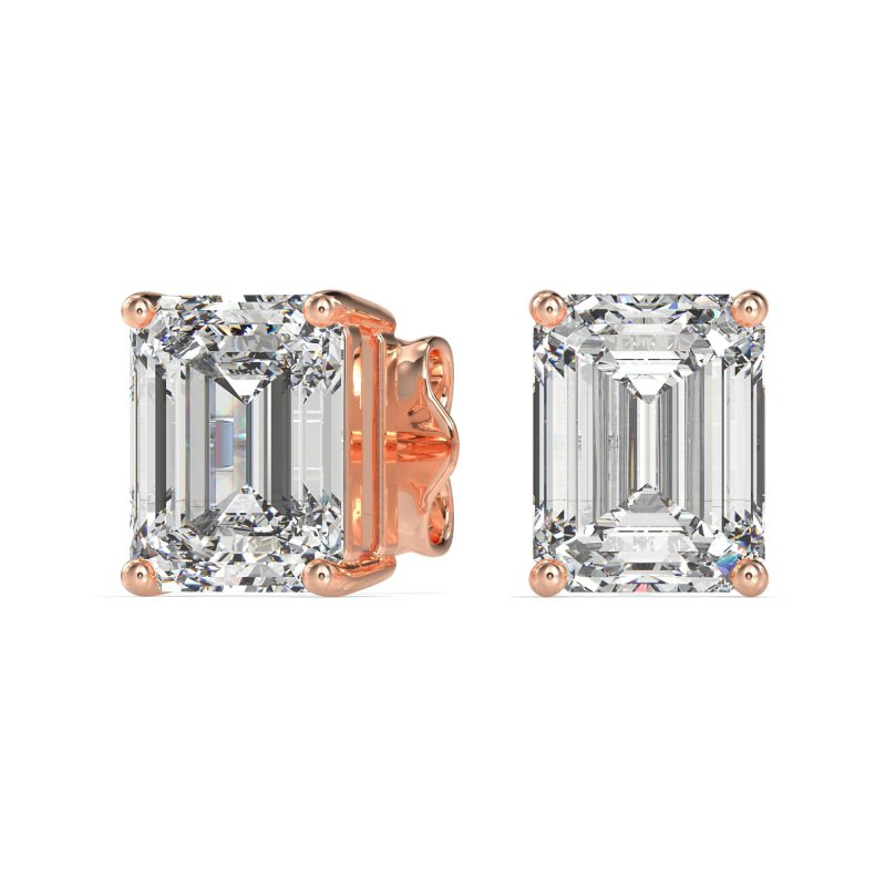 Classic Four Prong Emerald Cut Studs