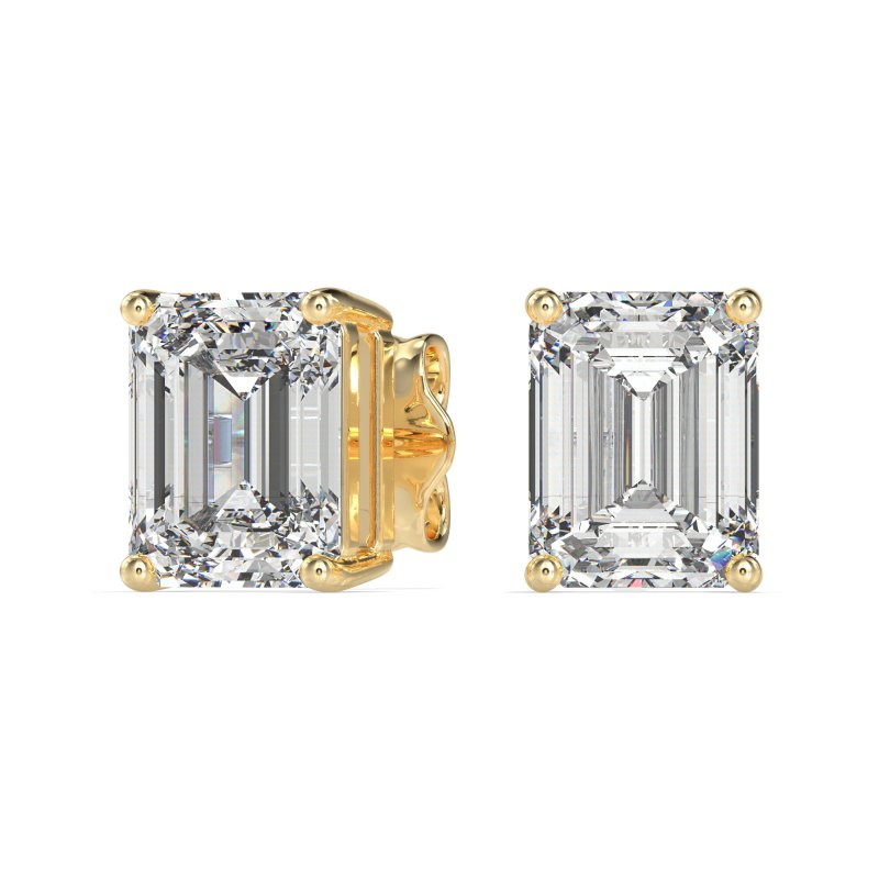 Classic Four Prong Emerald Cut Studs