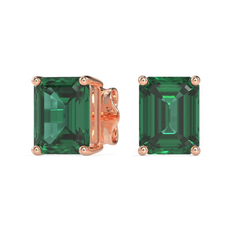 Classic Four Prong Emerald Cut Studs